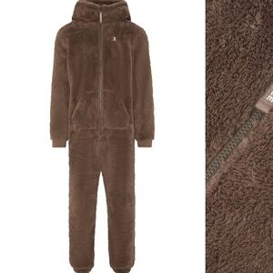 Onepiece Brown Fleece Puppy Jumpsuit